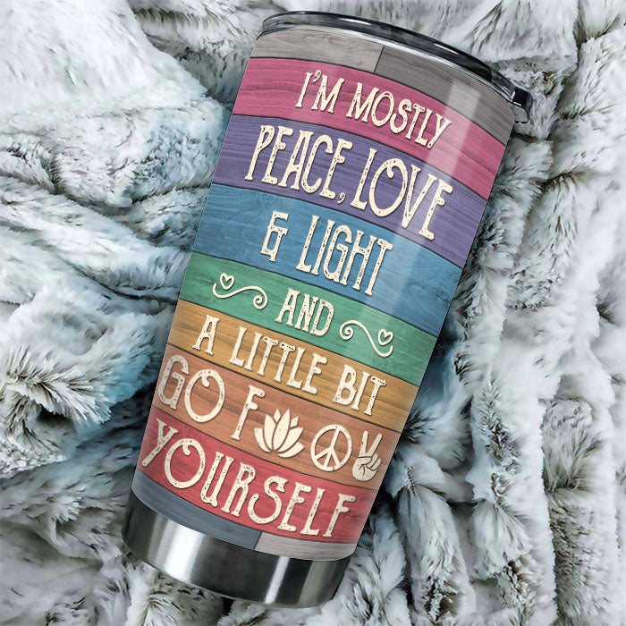 Peace Love & Light - Personalized Tumbler - Gift For Yoga Lovers