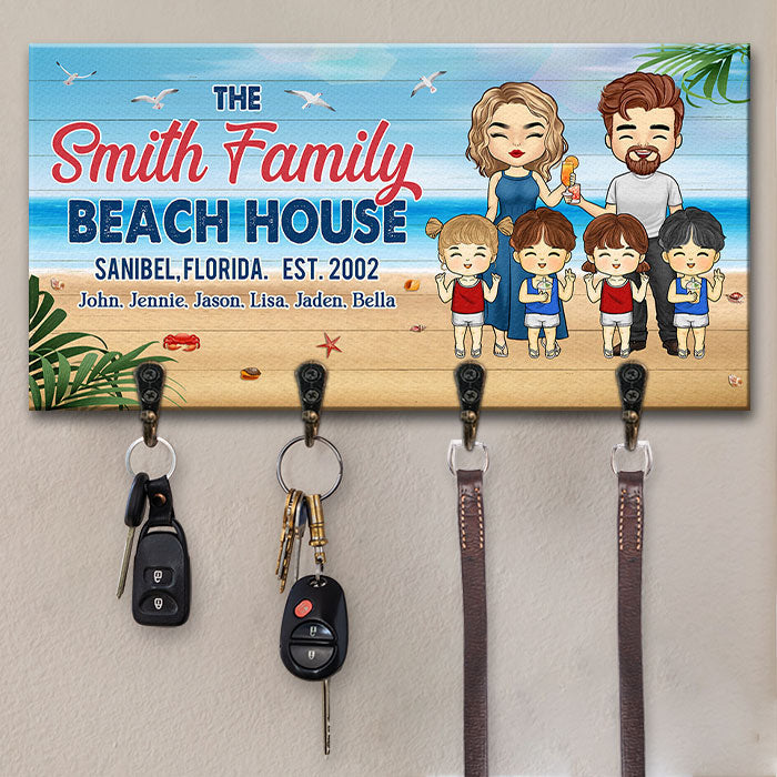 Beach House Where Family Go To Become Friends - Personalized Key Hanger, Key Holder - Gift For Couples, Husband Wife