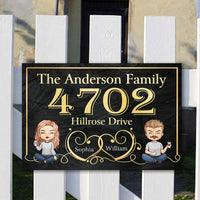 Thumbnail for Couple Metal House Address Sign - Gift For Couples, Husband Wife, Personalized Metal Sign