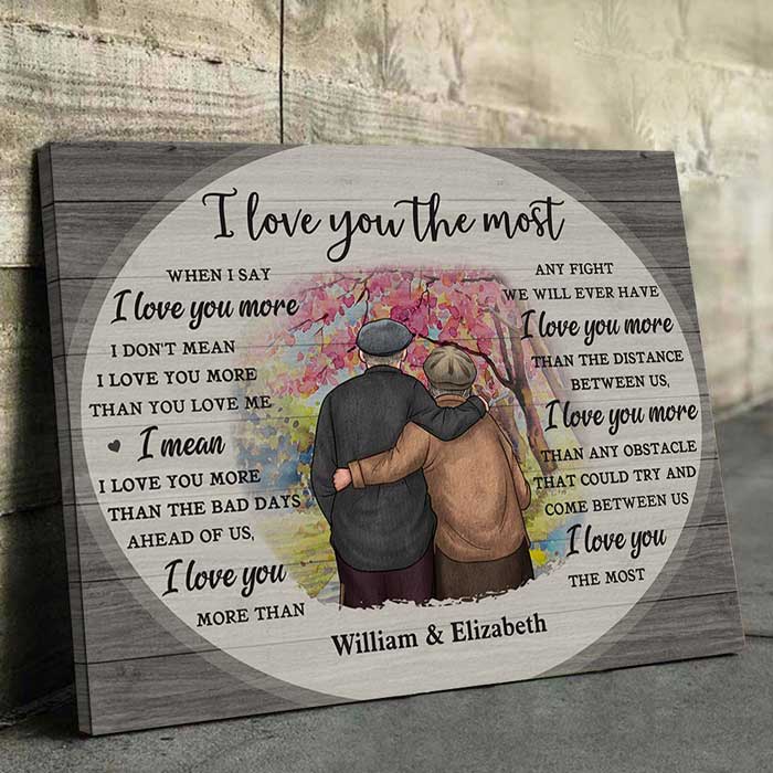 I Love You The Most - Personalized Horizontal Canvas - Gift For Couples, Husband Wife