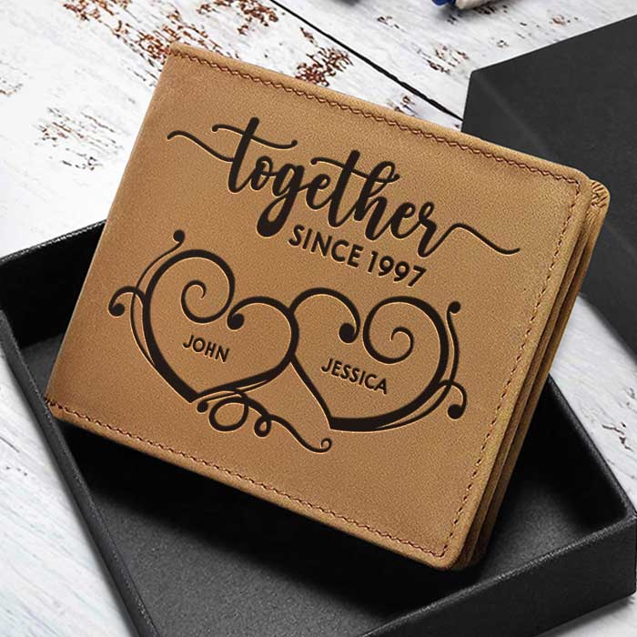 Together Since - Personalized Bifold Wallet - Gift For Couples, Husband Wife