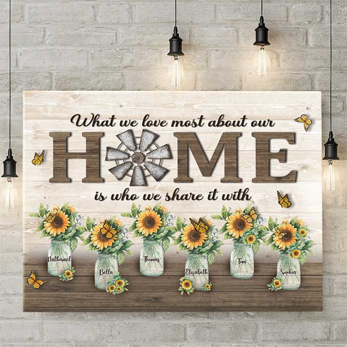 What We Love Most About Our Home - Personalized Horizontal Canvas - Gift For Couples, Husband Wife