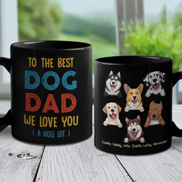 To The Best Dog Dad - Personalized Black Mug - Gift For Dad