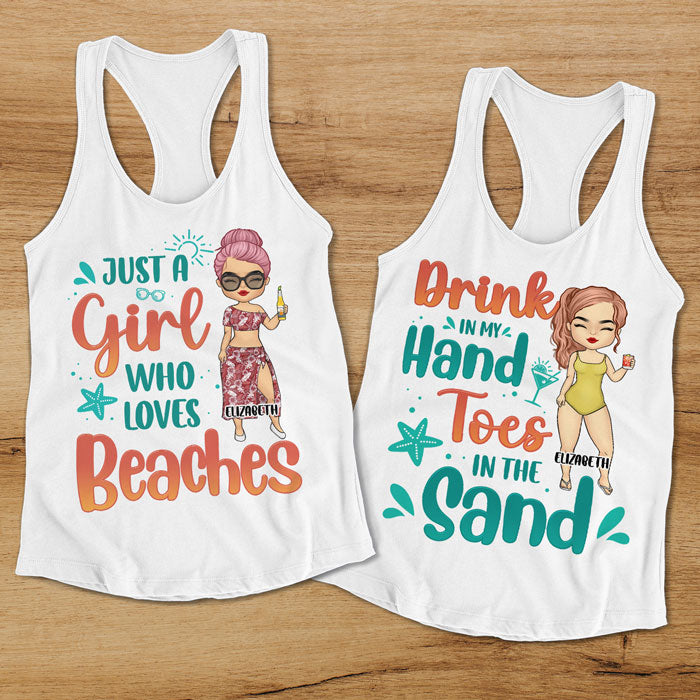 Just A Girl Who Loves Beaches - Personalized Racerback Tank Top - Gift For Bestie