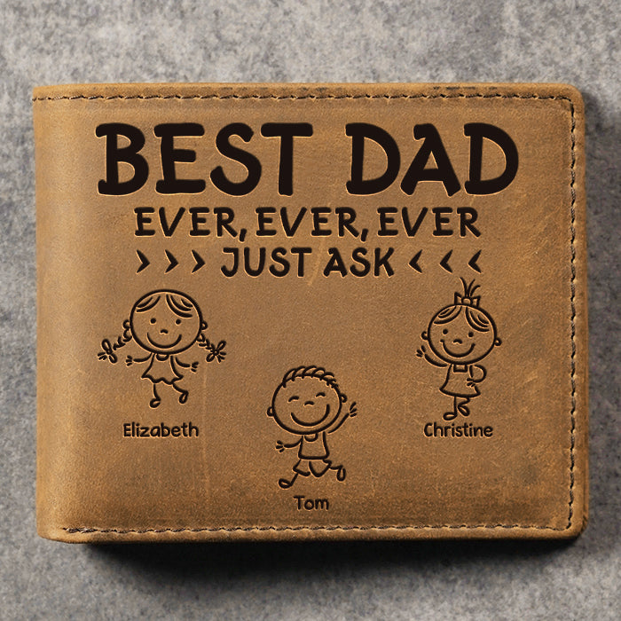 Best Dad Ever Just Ask - Personalized Bifold Wallet - Gift For Dad