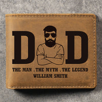 Thumbnail for Dad The Man The Myth The Legend - Personalized Bifold Wallet - Gift For Dad