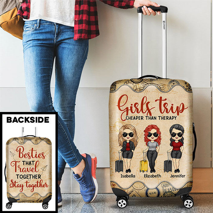 Besties That Travel Together Stay Together - Gift For Bestie - Personalized Luggage Cover