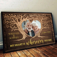 Thumbnail for My Heart Is Wherever You Are - Personalized Horizontal Poster - Upload Image, Gift For Couples, Husband Wife