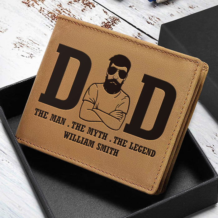 Dad The Man The Myth The Legend - Personalized Bifold Wallet - Gift For Dad