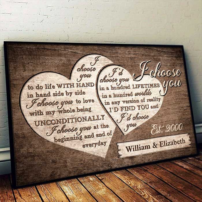 I Love You Unconditionally - Personalized Horizontal Poster - Gift For Couples, Husband Wife