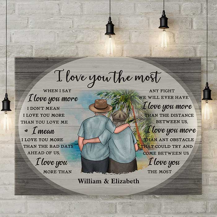 I Love You The Most - Personalized Horizontal Canvas - Gift For Couples, Husband Wife