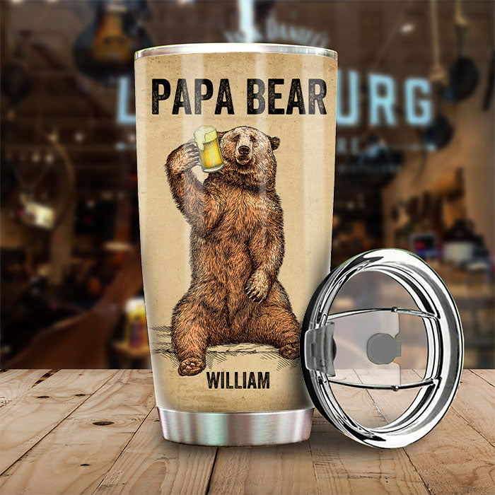 Papa Bear - Dad Bod Working On My Six Pack - Gift For Dad, Grandpa - Personalized Tumbler