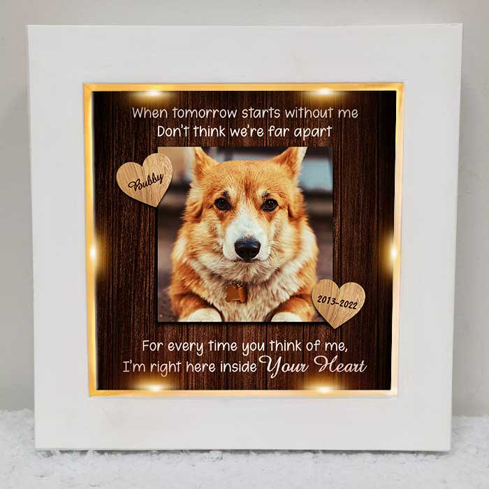 Don't Think We're Far Apart - Personalized Memorial Frame With LED, LED Light Shadow Box - Memorial Gift, Sympathy Gift