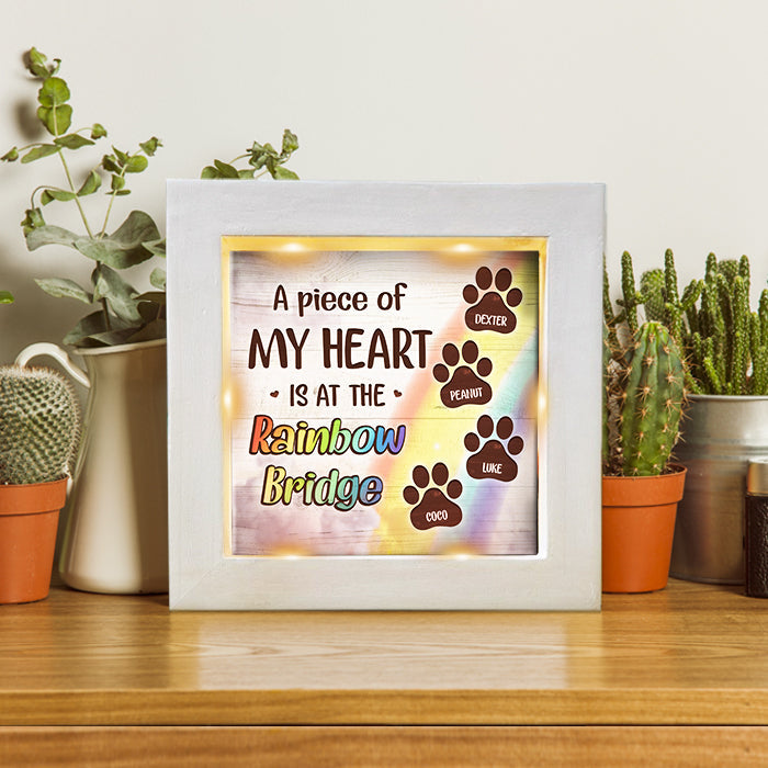 Wish The Rainbow Bridge Had Visiting Hour - Personalized Memorial Frame With LED, LED Light Shadow Box - Memorial Gift, Sympathy Gift