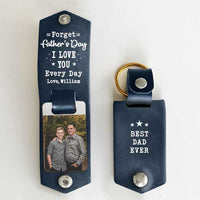 Thumbnail for I Love You Every Day - Personalized PU Leather Keychain - Upload Image, Gift For Dad