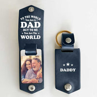 Thumbnail for You Mean The World To Me - Personalized PU Leather Keychain - Upload Image, Gift For Dad