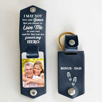 Thumbnail for You're Forever My Hero - Personalized PU Leather Keychain - Upload Image, Gift For Dad