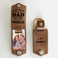 Thumbnail for You Mean The World To Me - Personalized PU Leather Keychain - Upload Image, Gift For Dad