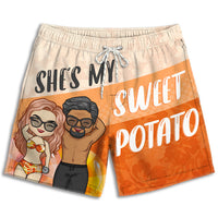 Thumbnail for She's My Sweet Potato - Personalized Couple Beach Shorts - Gift For Couples, Husband Wife