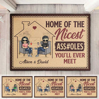 Thumbnail for The Nicest Assholes You'll Ever Meet - Personalized Decorative Mat - Gift For Couples, Husband Wife