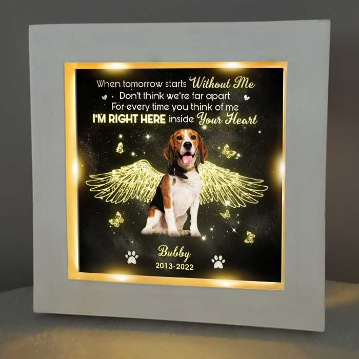 I'm Right Here Inside Your Heart - Personalized Memorial Frame With LED, LED Light Shadow Box - Upload Image, Memorial Gift, Sympathy Gift