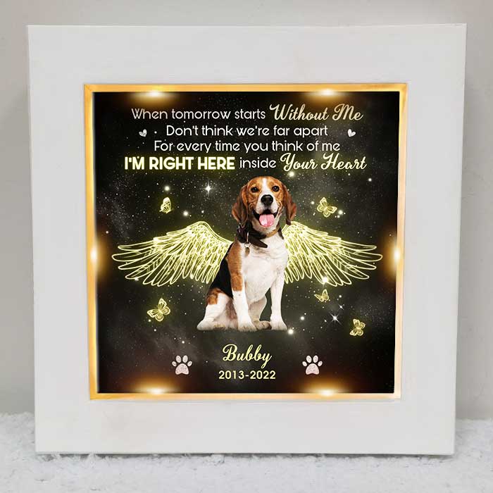 I'm Right Here Inside Your Heart - Personalized Memorial Frame With LED, LED Light Shadow Box - Upload Image, Memorial Gift, Sympathy Gift