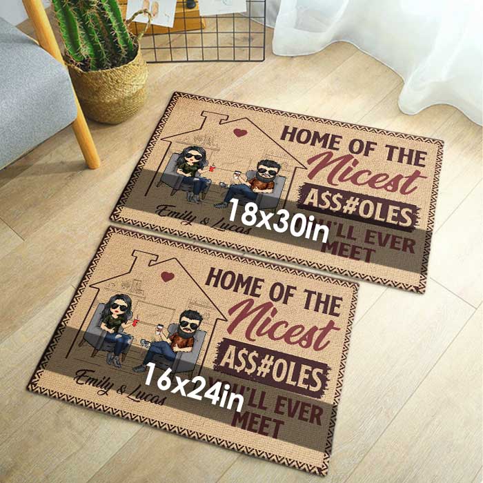 The Nicest Assholes You'll Ever Meet - Personalized Decorative Mat - Gift For Couples, Husband Wife