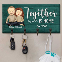 Thumbnail for Together Is Home - Personalized Key Hanger, Key Holder - Gift For Couples, Husband Wife