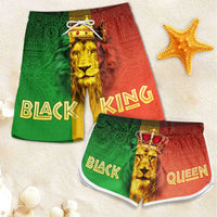 Thumbnail for Black King & Black Queen - Couple Beach Shorts - Gift For Couples, Husband Wife