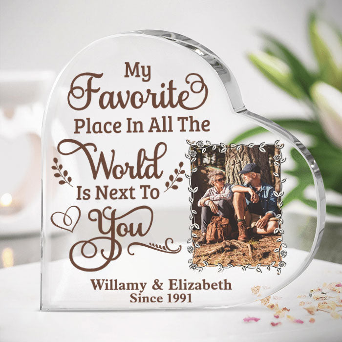 My Favorite Place - Personalized Shaped Acrylic Plaque - Upload Image, Gift For Couples, Husband Wife