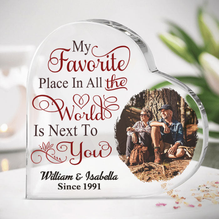 Next To You - Personalized Shaped Acrylic Plaque - Upload Image, Gift For Couples, Husband Wife