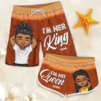 Thumbnail for I'm Her King - Personalized Couple Beach Shorts - Gift For Couples, Husband Wife