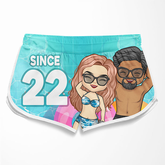 You And Me Together Since - Personalized Couple Beach Shorts - Gift For Couples, Husband Wife