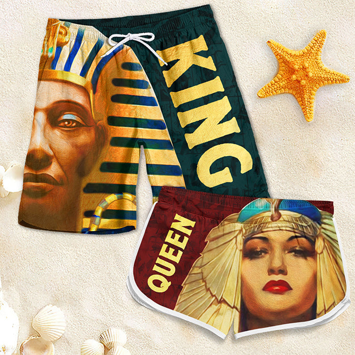 King And Queen - Couple Beach Shorts - Gift For Couples, Husband Wife