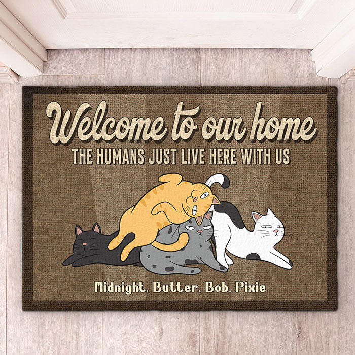 Welcome To Funny Cats Home - Personalized Decorative Mat - Gift For Pet Lovers