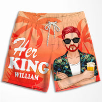 Thumbnail for Her King His Queen - Personalized Couple Beach Shorts - Gift For Couples, Husband Wife