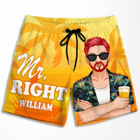 Thumbnail for Mr. Right & Mrs. Always Right - Personalized Couple Beach Shorts - Gift For Couples, Husband Wife