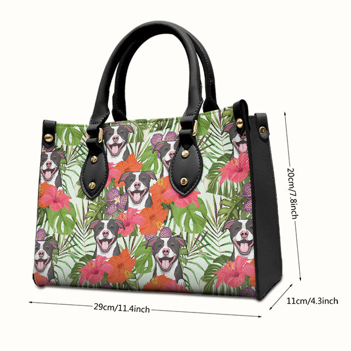 Tropical Dog - Personalized Leather Handbag - Gift For Pet Lovers