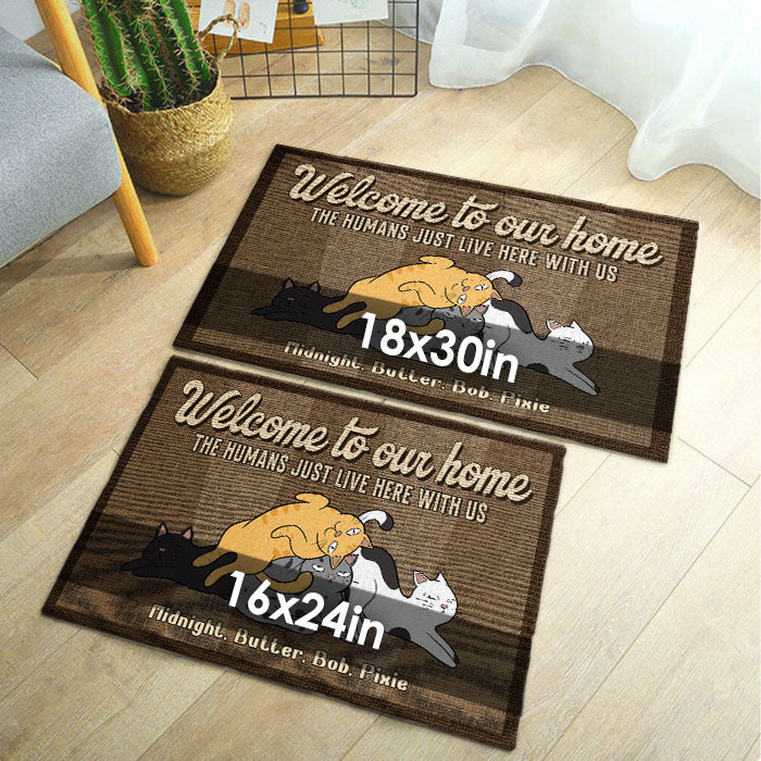 Welcome To Funny Cats Home - Personalized Decorative Mat - Gift For Pet Lovers