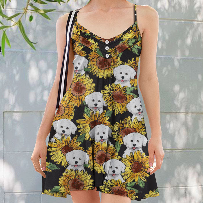 Sunflower And Your Fur Baby - Personalized Summer Dress - Gift For Pet Lovers