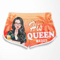 Thumbnail for Her King His Queen - Personalized Couple Beach Shorts - Gift For Couples, Husband Wife