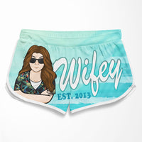 Thumbnail for Hubby And Wifey - Personalized Couple Beach Shorts - Gift For Couples, Husband Wife