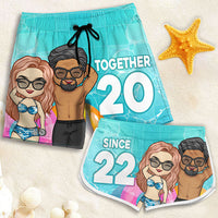 Thumbnail for You And Me Together Since - Personalized Couple Beach Shorts - Gift For Couples, Husband Wife