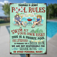 Thumbnail for Family Private Pool Rules - Personalized Metal Sign - Gift For Couples, Husband Wife