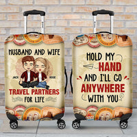 Thumbnail for Hold My Hand - Personalized Luggage Cover - Gift For Couples, Husband Wife