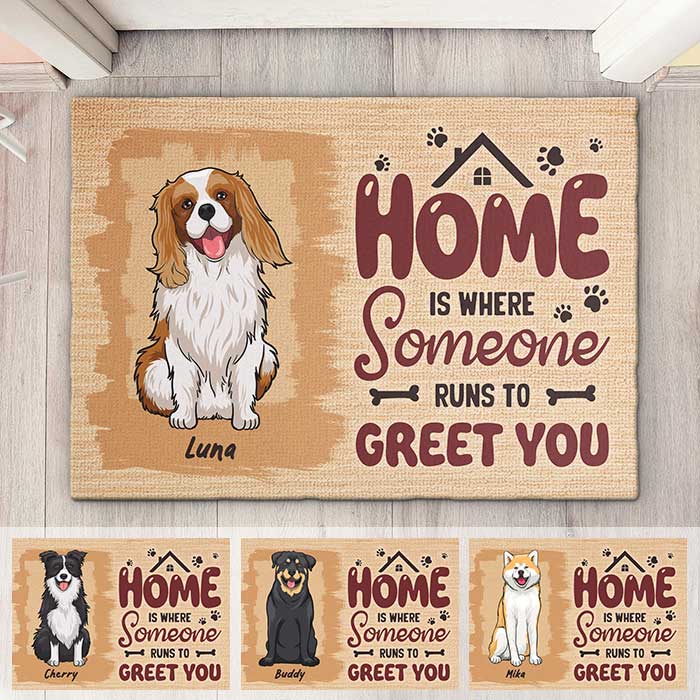 Someone Runs To Greet You - Personalized Decorative Mat - Gift For Pet Lovers