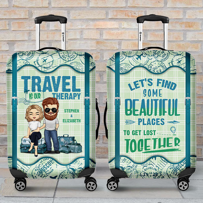 Get Lost Together - Personalized Luggage Cover - Gift For Couples, Husband Wife