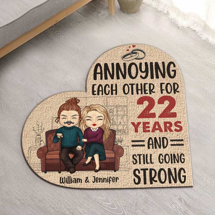 Annoying Each Other For Years - Personalized Shaped Decorative Mat - Gift For Couples, Husband Wife