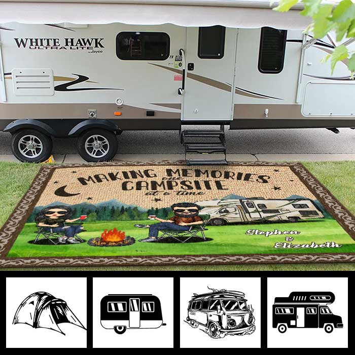 Welcome To Our Camper - Personalized Camping Patio Rug - Gift For Camping Couples