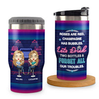 Thumbnail for Let's Drink & Forget All Our Troubles - Personalized Can Cooler - Gift For Bestie